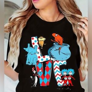 Dr Seuss LOVE Graphic Tee XL Cat in the Hat Thing 1 Thing 2 Lorax Shirt